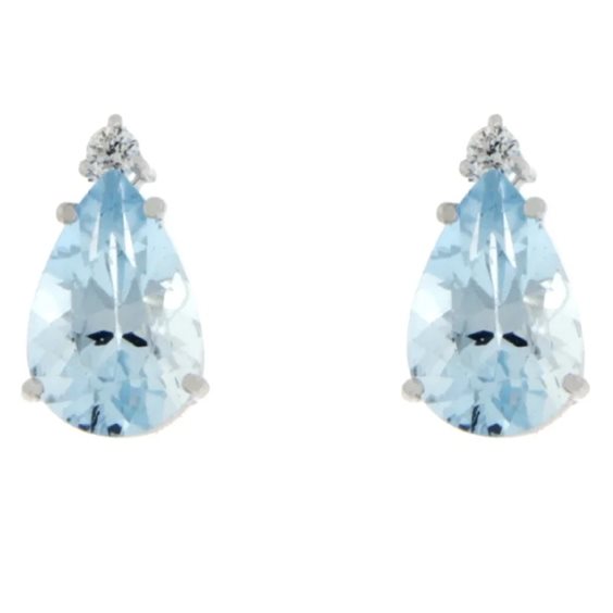 Orecchini Promesse Donna in Oro bianco Acquamarina 0.6 Ct OG641BT - OG641BT